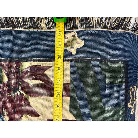 Vintage Christmas Tapestry Throw Blanket Teddy Train Soldiers Fringe Nostalgic - Picture 14 of 15